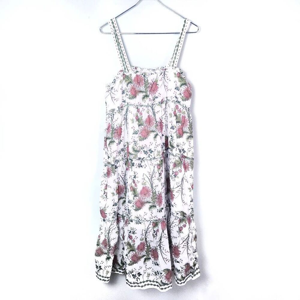 MAX STUDIO NWT White & Pink Floral Botanical Boho Tiered Maxi Dress X-Large - Picture 9 of 10